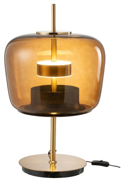 Hnědá skleněná stolní LED lampa J-line Gally