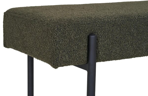 Nordic Living Tmavě zelená bouclé lavice Swipper 100 cm