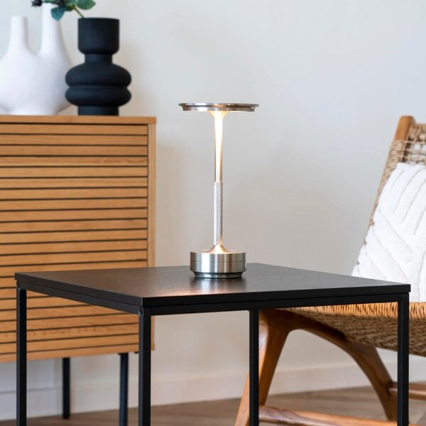 Nordic Living Stříbrná kovová nabíjecí stolní LED lampa Lumo