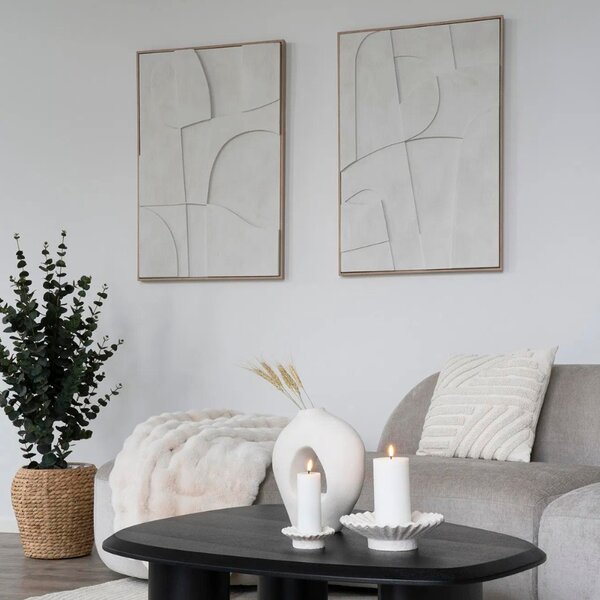 Nordic Living Bílý abstraktní obraz Madeline 90 x 60 cm