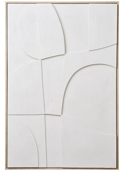 Nordic Living Bílý abstraktní obraz Madeline 90 x 60 cm