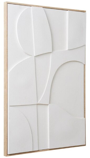 Nordic Living Bílý abstraktní obraz Madeline 90 x 60 cm