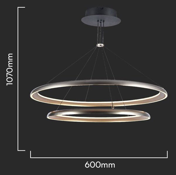 LED Solution Šedé závěsné LED svítidlo kulaté designové 60cm 65W 23372