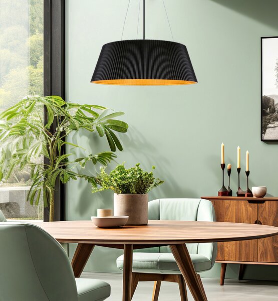 Candellux Černé závěsné LED svítidlo Umbria s dřevěným dekorem 24W 31-24183