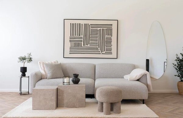 Nordic Living Bouclé rohová pohovka Salvador 265 cm, pravá
