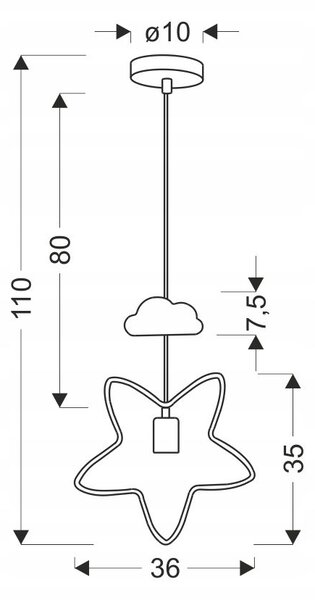 Candellux Bílo-černý závěsný lustr Star pro žárovku E27 31-12005