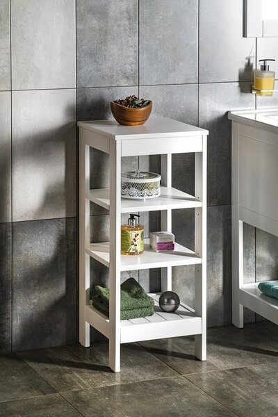 AQUALINE - ETIDE policový regál 36x86x36 cm, bílá mat ET086