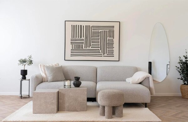 Nordic Living Světle šedý čalouněný taburet Canba 43 cm