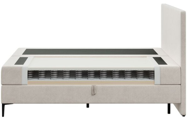 Béžová čalouněná dvoulůžková postel boxspring MESONICA Bufo 160 x 200 cm