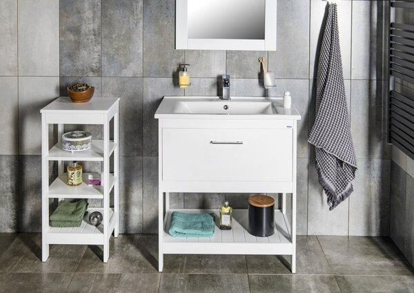 AQUALINE - ETIDE policový regál 36x86x36 cm, bílá mat ET086