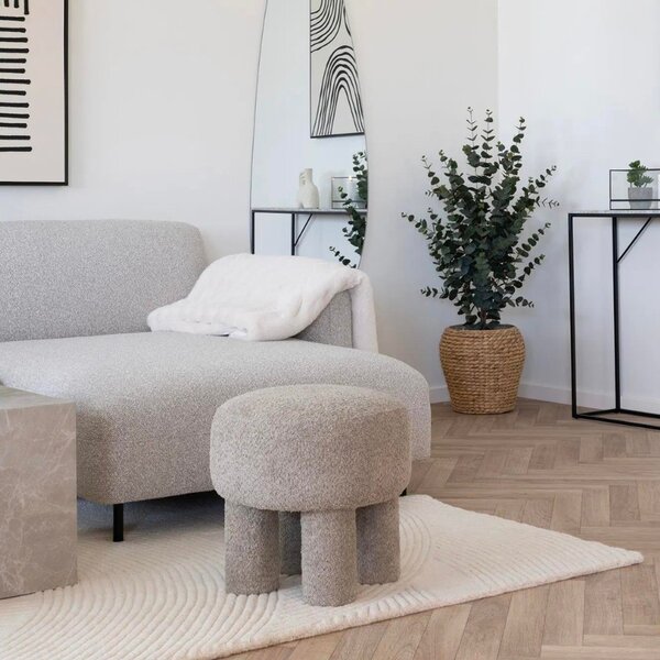 Nordic Living Světle šedý čalouněný taburet Canba 43 cm