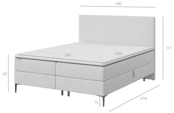 Béžová čalouněná dvoulůžková postel boxspring MESONICA Bufo 180 x 200 cm