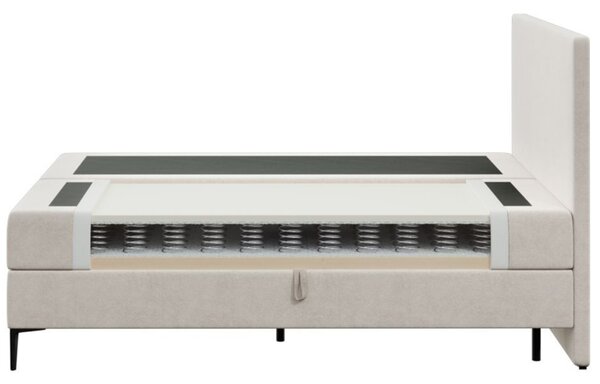 Béžová čalouněná dvoulůžková postel boxspring MESONICA Bufo 180 x 200 cm