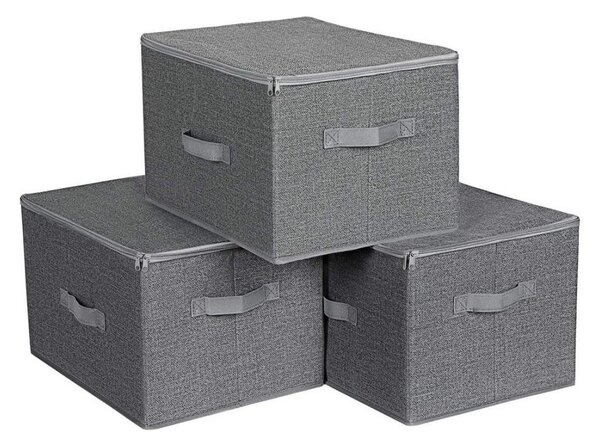 Úložný box se zipem 3 ks CURAN šedá