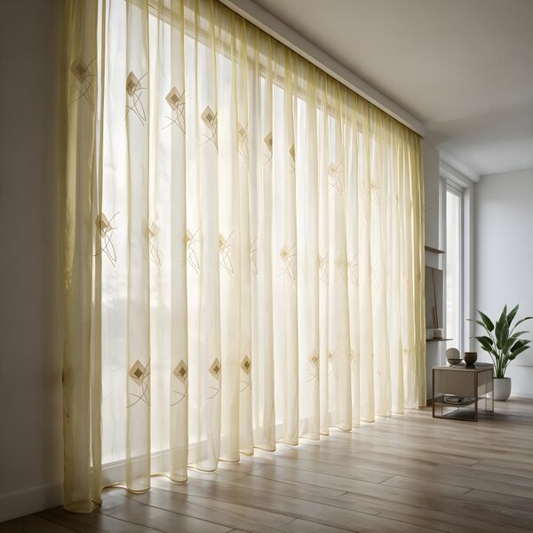 Záclona z organzy GLORIA 129-112 v odstínu šampaň metráž Ervi