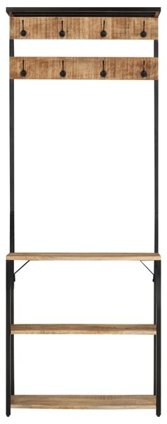 Věšák s botníkem 68x30x182 cm masivní hrubé mangovníkové dřevo