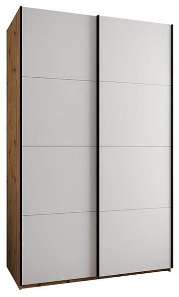 Šatní skříň LUX 1 s posuvnými dveřmi, 150×245,5×64 Dub Artisan / bílá / černé