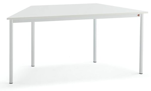 AJ Produkty Stůl BORÅS TRAPETS, 1600x800x720 mm, bílé nohy, HPL deska, bílá