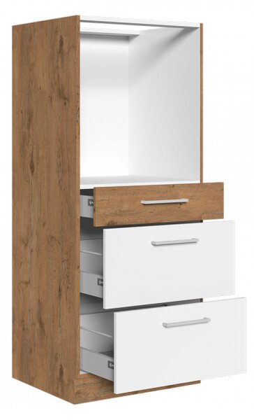 Kuchyňská skříňka pod troubu se zásuvkami Woodline 60 DPS-145 3S BB, Barva: Dub lancelot / matera 5902928945775