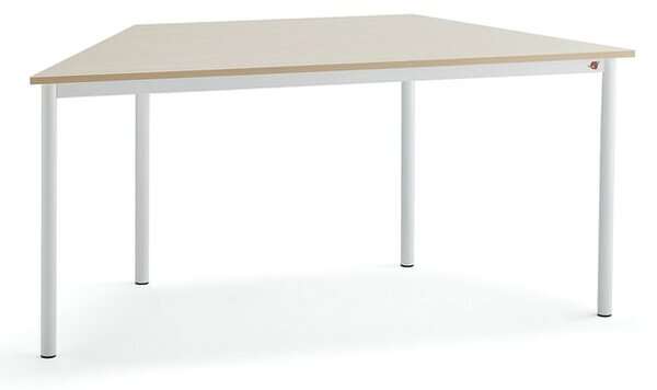 AJ Produkty Stůl BORÅS TRAPETS, 1600x800x720 mm, bílé nohy, HPL deska, bříza