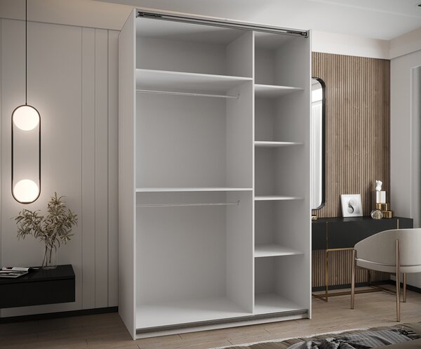 Šatní skříň LUX 1 s posuvnými dveřmi, 150×245,5×64 Bílá / stříbrné