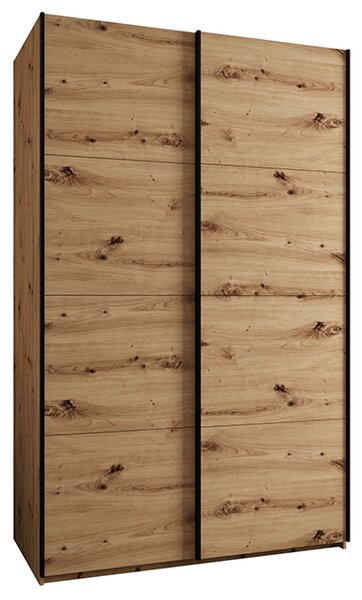 Šatní skříň LUX 1 s posuvnými dveřmi, 150×245,5×64 Dub Artisan / černé
