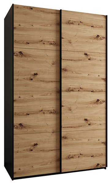 Šatní skříň LUX 1 s posuvnými dveřmi, 150×245,5×64 Černá / dub Artisan / černé