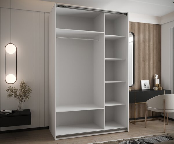 Šatní skříň LUX 1 s posuvnými dveřmi, 150×245,5×64 Bílá / stříbrné