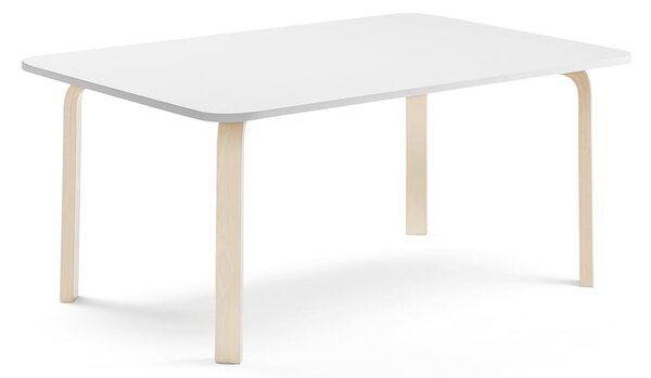AJ Produkty Stůl ELTON, 1800x700x590 mm, bříza, akustická HPL deska, bílá