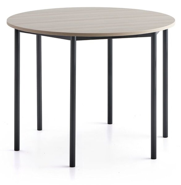 AJ Produkty Stůl BORÅS PLUS, Ø1200x900 mm, antracitově šedé nohy, HPL deska, jasan