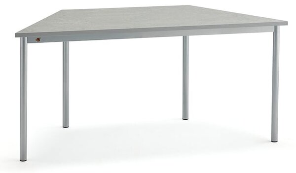 AJ Produkty Stůl SONITUS TRAPETS, 1600x800x720 mm, stříbrné nohy, deska s linoleem, šedá