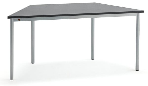 AJ Produkty Stůl SONITUS TRAPETS, 1600x800x720 mm, stříbrné nohy, deska s linoleem, tmavě šedá