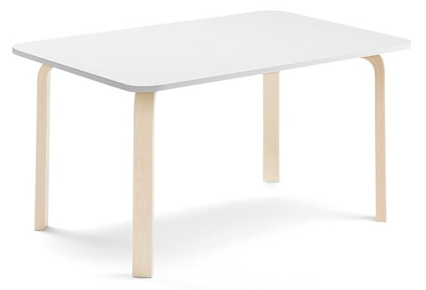 AJ Produkty Stůl ELTON, 1200x600x590 mm, bříza, akustická HPL deska, bílá