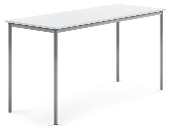 AJ Produkty Stůl BORÅS, 1800x700x900 mm, stříbrné nohy, HPL deska, bílá