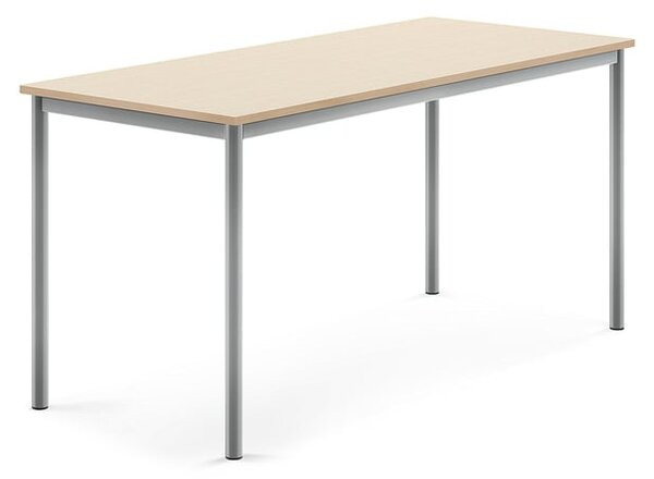 AJ Produkty Stůl BORÅS, 1600x700x760 mm, stříbrné nohy, HPL deska, bříza