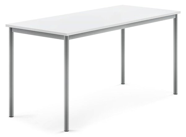 AJ Produkty Stůl BORÅS, 1600x700x760 mm, stříbrné nohy, HPL deska, bílá