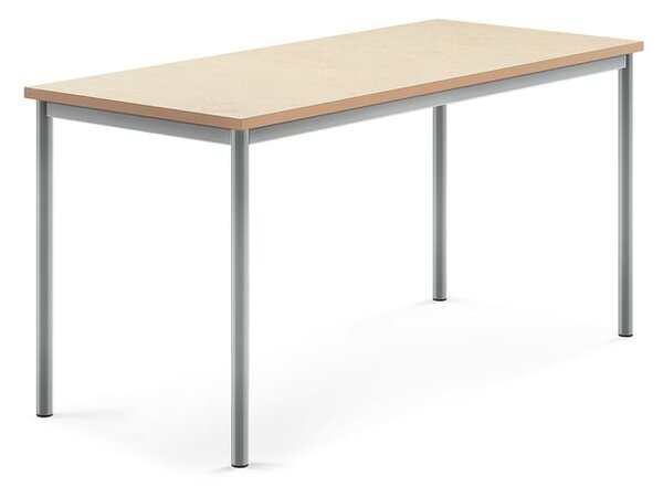 AJ Produkty Stůl SONITUS, 1600x700x760 mm, stříbrné nohy, deska s linoleem, béžová
