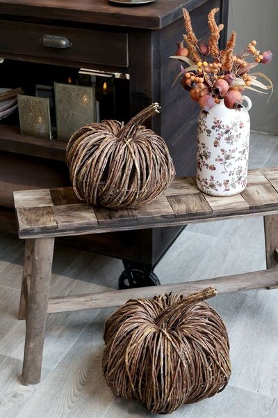Hnědá proutěná dekorace dýně Pumpkin - Ø 30*28 cm - Chic Antique