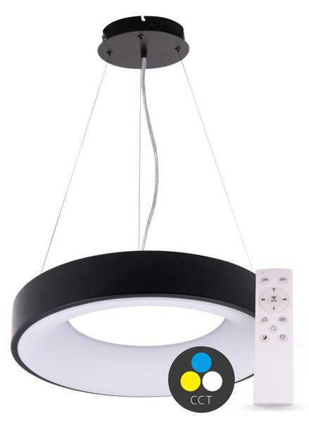 T-LED SMART TUYA Černé závěsné LED svítidlo kulaté 380mm 32W CCT s DO 105566