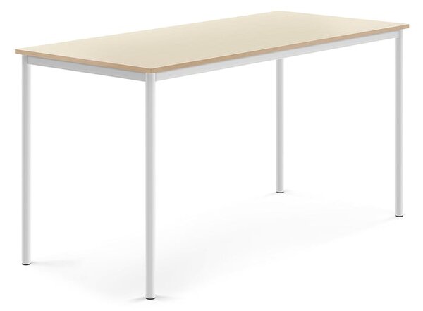 AJ Produkty Stůl BORÅS, 1800x800x900 mm, bílé nohy, HPL deska, bříza