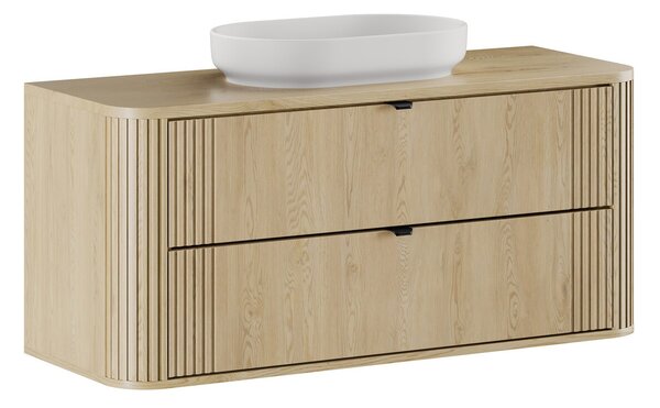Comad Závěsná skříňka Ovalia River s deskou a umyvadlem 120 cm dub Cremona