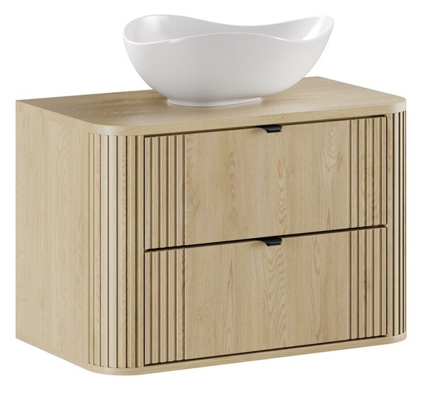 Comad Závěsná skříňka Ovalia Cloud s deskou a umyvadlem 80 cm dub Cremona