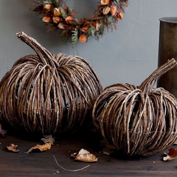 Hnědá proutěná dekorace dýně Pumpkin - Ø 30*28 cm - Chic Antique