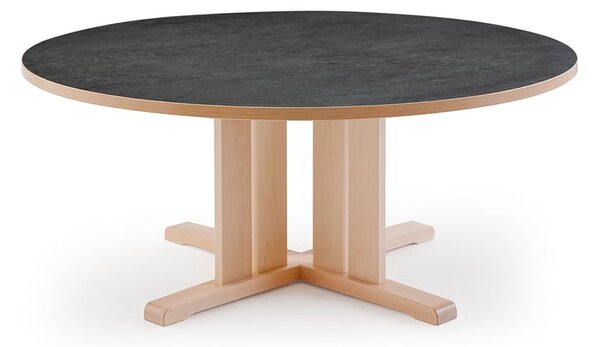AJ Produkty Stůl KUPOL, Ø1300x600 mm, akustické linoleum, bříza/tmavě šedá