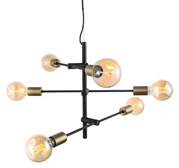 Nordlux Černo-mosazný závěsný lustr Josefine pro žárovku 6x E27 48933003