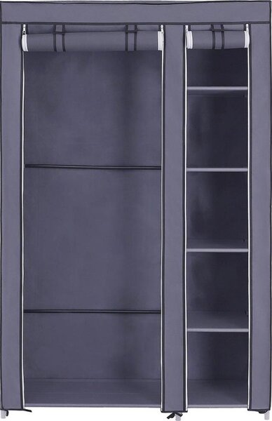 Úložná látková skříň s policemi a šatní tyčí MATIS 110x175 cm šedá