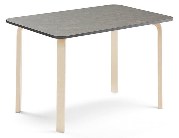 AJ Produkty Stůl ELTON, 1200x600x710 mm, bříza, akustické linoleum, tmavě šedá