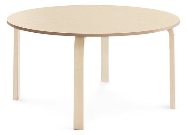 AJ Produkty Stůl ELTON, Ø 1200x590 mm, bříza, akustické linoleum, béžová