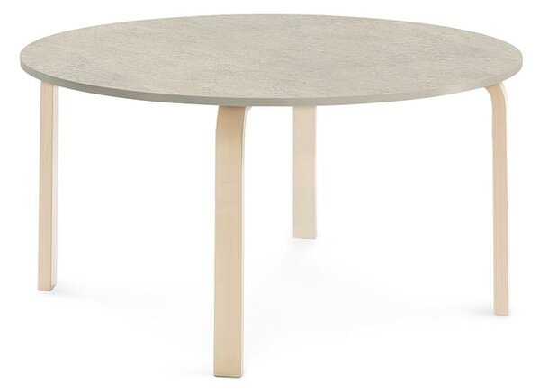 AJ Produkty Stůl ELTON, Ø 1200x590 mm, bříza, akustické linoleum, šedá