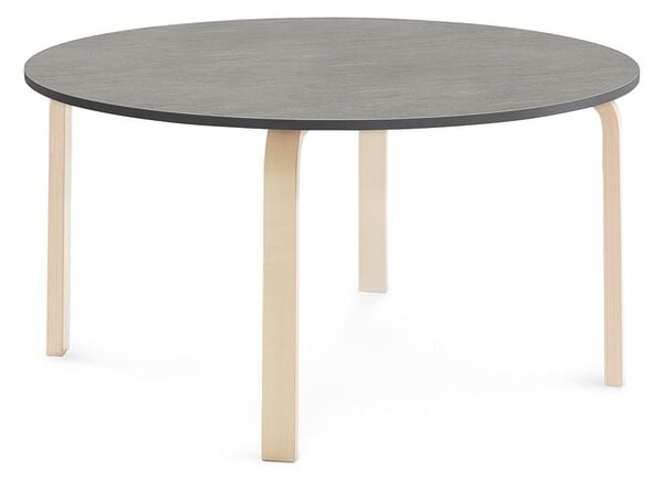 AJ Produkty Stůl ELTON, Ø 1200x590 mm, bříza, akustické linoleum, tmavě šedá